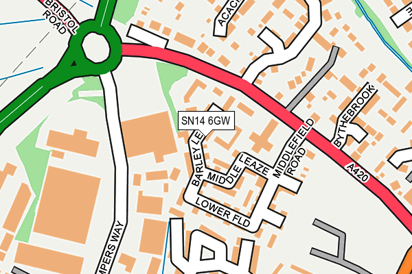 SN14 6GW map - OS OpenMap – Local (Ordnance Survey)