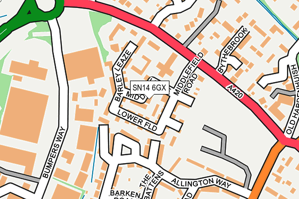 SN14 6GX map - OS OpenMap – Local (Ordnance Survey)