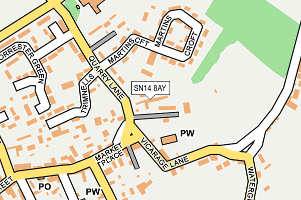 SN14 8AY map - OS OpenMap – Local (Ordnance Survey)