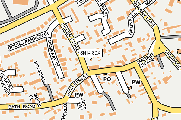SN14 8DX map - OS OpenMap – Local (Ordnance Survey)