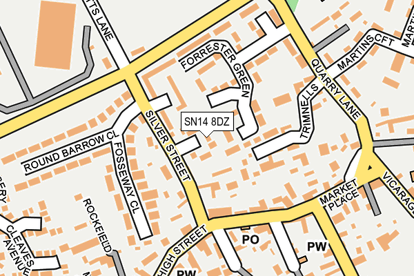 SN14 8DZ map - OS OpenMap – Local (Ordnance Survey)