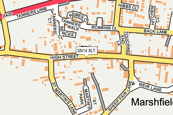 SN14 8LT map - OS OpenMap – Local (Ordnance Survey)