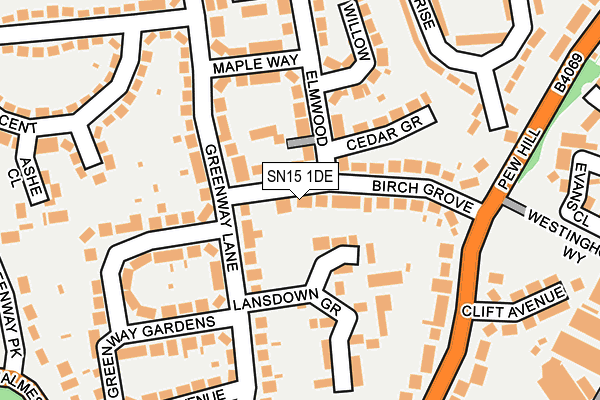 SN15 1DE map - OS OpenMap – Local (Ordnance Survey)