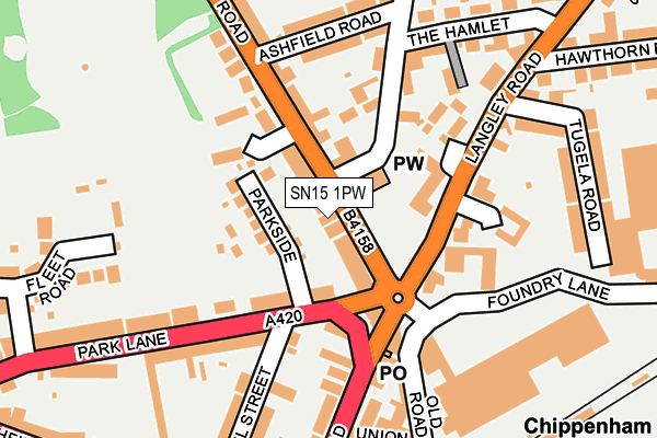 SN15 1PW map - OS OpenMap – Local (Ordnance Survey)