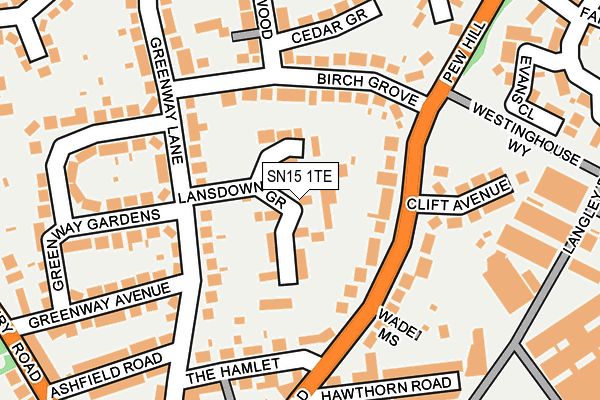 SN15 1TE map - OS OpenMap – Local (Ordnance Survey)