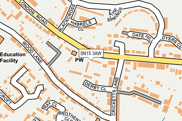 SN15 3AW map - OS OpenMap – Local (Ordnance Survey)