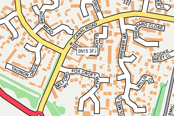 SN15 3FJ map - OS OpenMap – Local (Ordnance Survey)