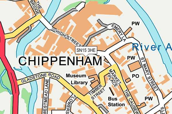 SN15 3HE map - OS OpenMap – Local (Ordnance Survey)