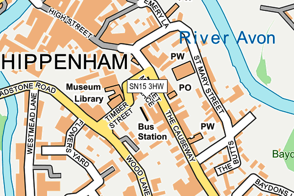 SN15 3HW map - OS OpenMap – Local (Ordnance Survey)
