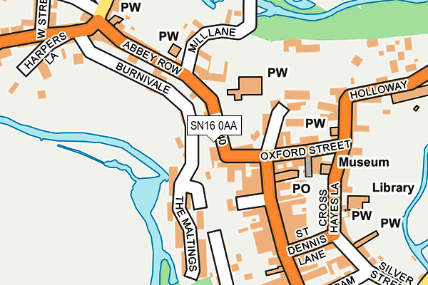 SN16 0AA map - OS OpenMap – Local (Ordnance Survey)