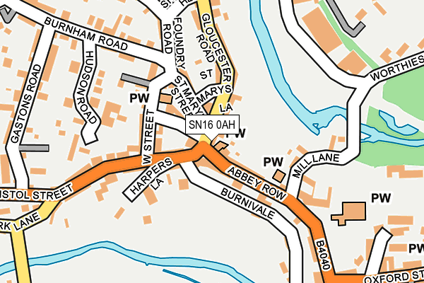 SN16 0AH map - OS OpenMap – Local (Ordnance Survey)