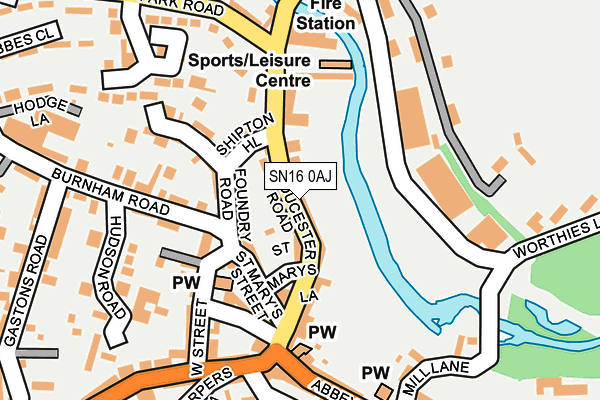 SN16 0AJ map - OS OpenMap – Local (Ordnance Survey)