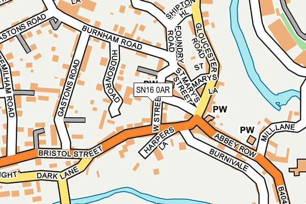 SN16 0AR map - OS OpenMap – Local (Ordnance Survey)