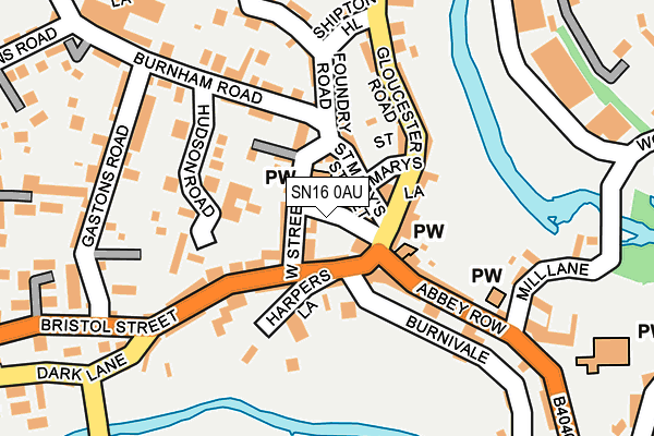 SN16 0AU map - OS OpenMap – Local (Ordnance Survey)