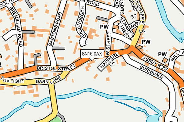 SN16 0AX map - OS OpenMap – Local (Ordnance Survey)
