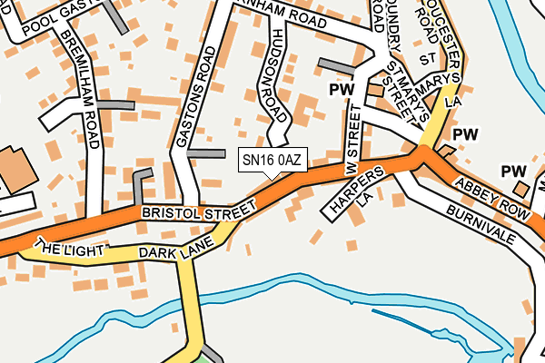 SN16 0AZ map - OS OpenMap – Local (Ordnance Survey)