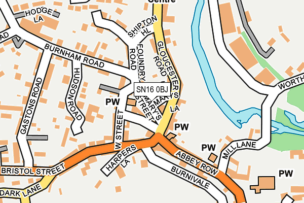 SN16 0BJ map - OS OpenMap – Local (Ordnance Survey)