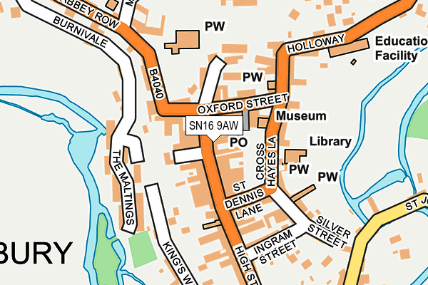 SN16 9AW map - OS OpenMap – Local (Ordnance Survey)