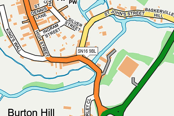 SN16 9BL map - OS OpenMap – Local (Ordnance Survey)