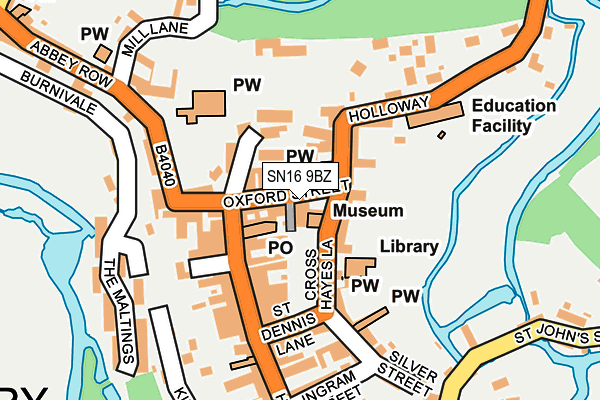 SN16 9BZ map - OS OpenMap – Local (Ordnance Survey)