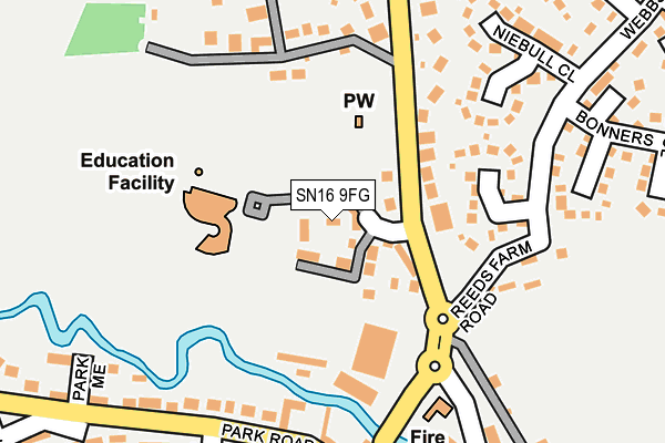 SN16 9FG map - OS OpenMap – Local (Ordnance Survey)