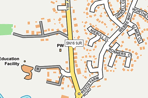 SN16 9JR map - OS OpenMap – Local (Ordnance Survey)