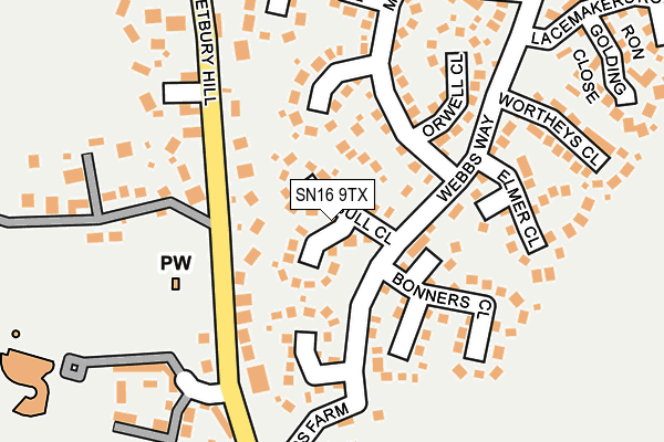 SN16 9TX map - OS OpenMap – Local (Ordnance Survey)