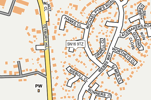SN16 9TZ map - OS OpenMap – Local (Ordnance Survey)