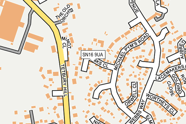 SN16 9UA map - OS OpenMap – Local (Ordnance Survey)