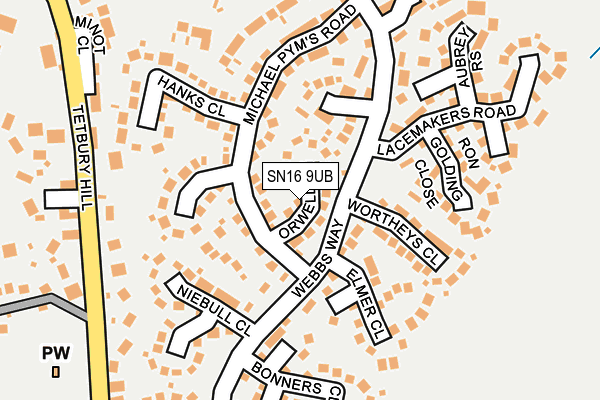 SN16 9UB map - OS OpenMap – Local (Ordnance Survey)