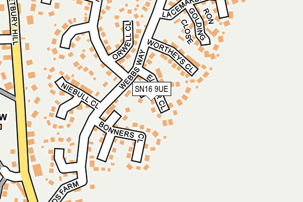 SN16 9UE map - OS OpenMap – Local (Ordnance Survey)