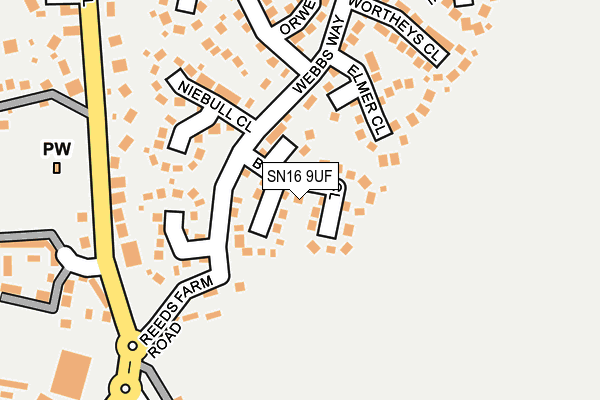 SN16 9UF map - OS OpenMap – Local (Ordnance Survey)