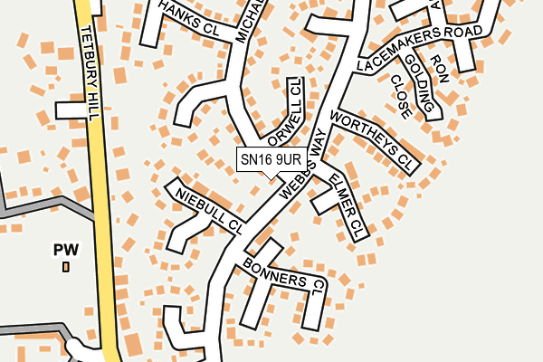 SN16 9UR map - OS OpenMap – Local (Ordnance Survey)