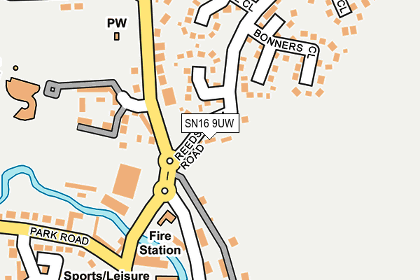 SN16 9UW map - OS OpenMap – Local (Ordnance Survey)