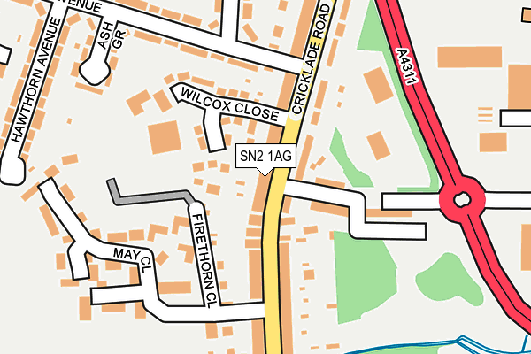 SN2 1AG map - OS OpenMap – Local (Ordnance Survey)