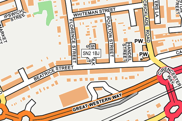 SN2 1BJ map - OS OpenMap – Local (Ordnance Survey)