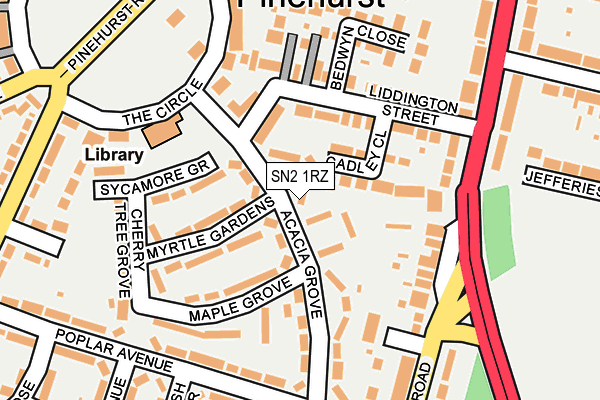 SN2 1RZ map - OS OpenMap – Local (Ordnance Survey)