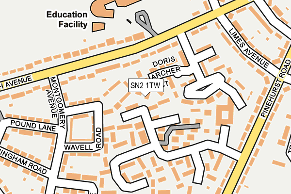 SN2 1TW map - OS OpenMap – Local (Ordnance Survey)