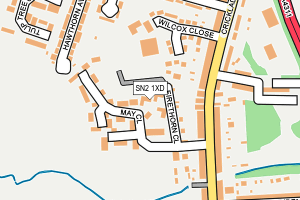 SN2 1XD map - OS OpenMap – Local (Ordnance Survey)