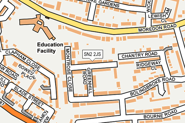 SN2 2JS map - OS OpenMap – Local (Ordnance Survey)