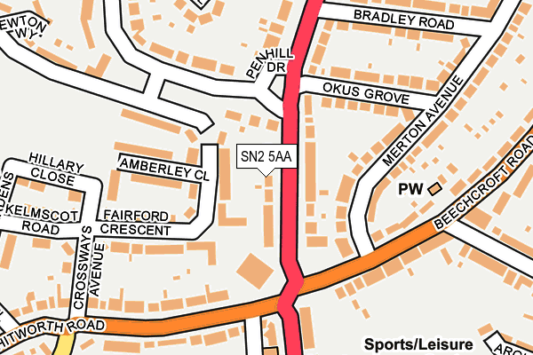 SN2 5AA map - OS OpenMap – Local (Ordnance Survey)