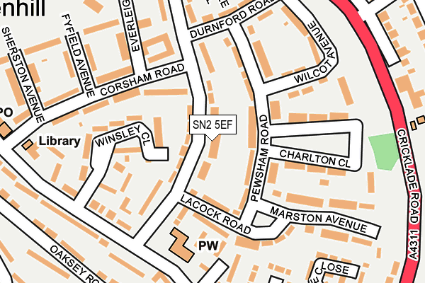 SN2 5EF map - OS OpenMap – Local (Ordnance Survey)