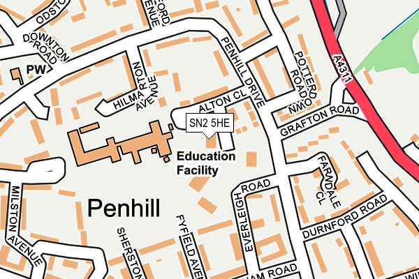 SN2 5HE map - OS OpenMap – Local (Ordnance Survey)