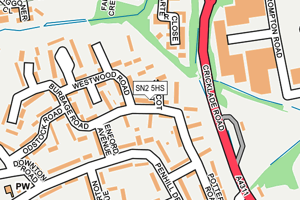 SN2 5HS map - OS OpenMap – Local (Ordnance Survey)