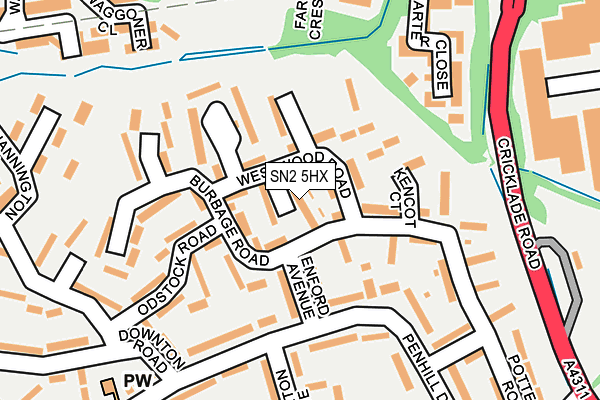 SN2 5HX map - OS OpenMap – Local (Ordnance Survey)