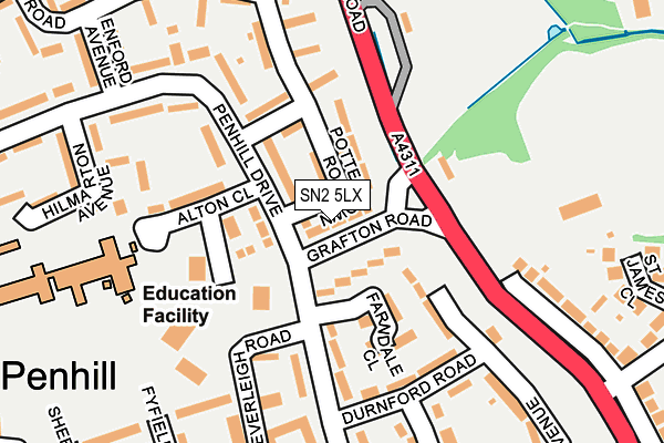 SN2 5LX map - OS OpenMap – Local (Ordnance Survey)