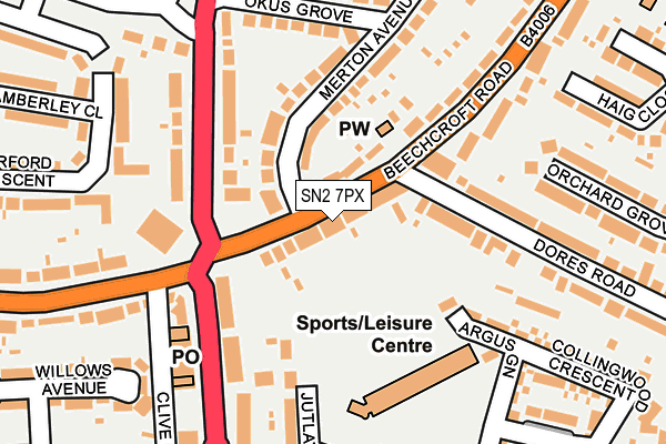 SN2 7PX map - OS OpenMap – Local (Ordnance Survey)