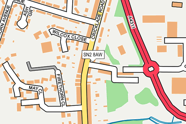 SN2 8AW map - OS OpenMap – Local (Ordnance Survey)