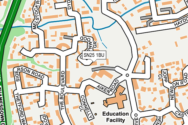 SN25 1BU map - OS OpenMap – Local (Ordnance Survey)