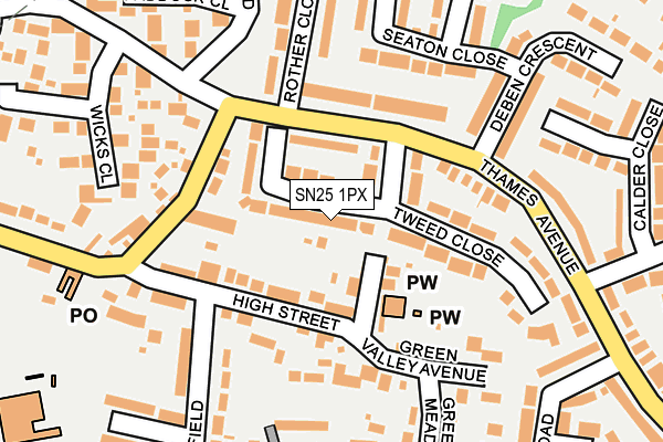 SN25 1PX map - OS OpenMap – Local (Ordnance Survey)